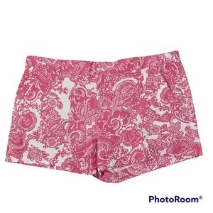 Joe Fresh Pink and White Mid Rise Paisley Shorts Size 16 NEW